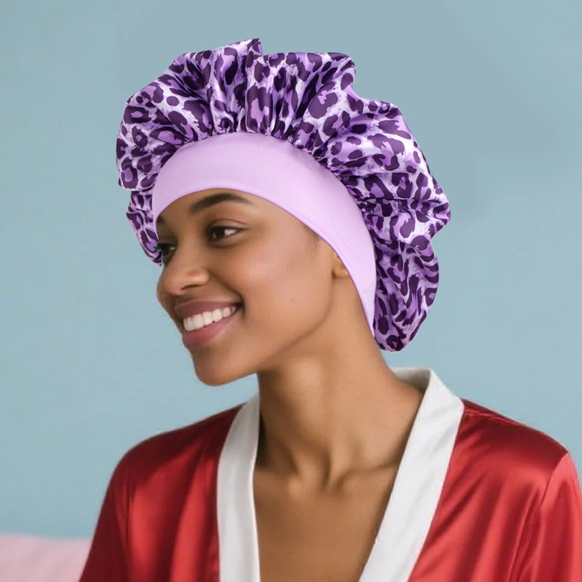 bonnet en satin pour cheveux afro
