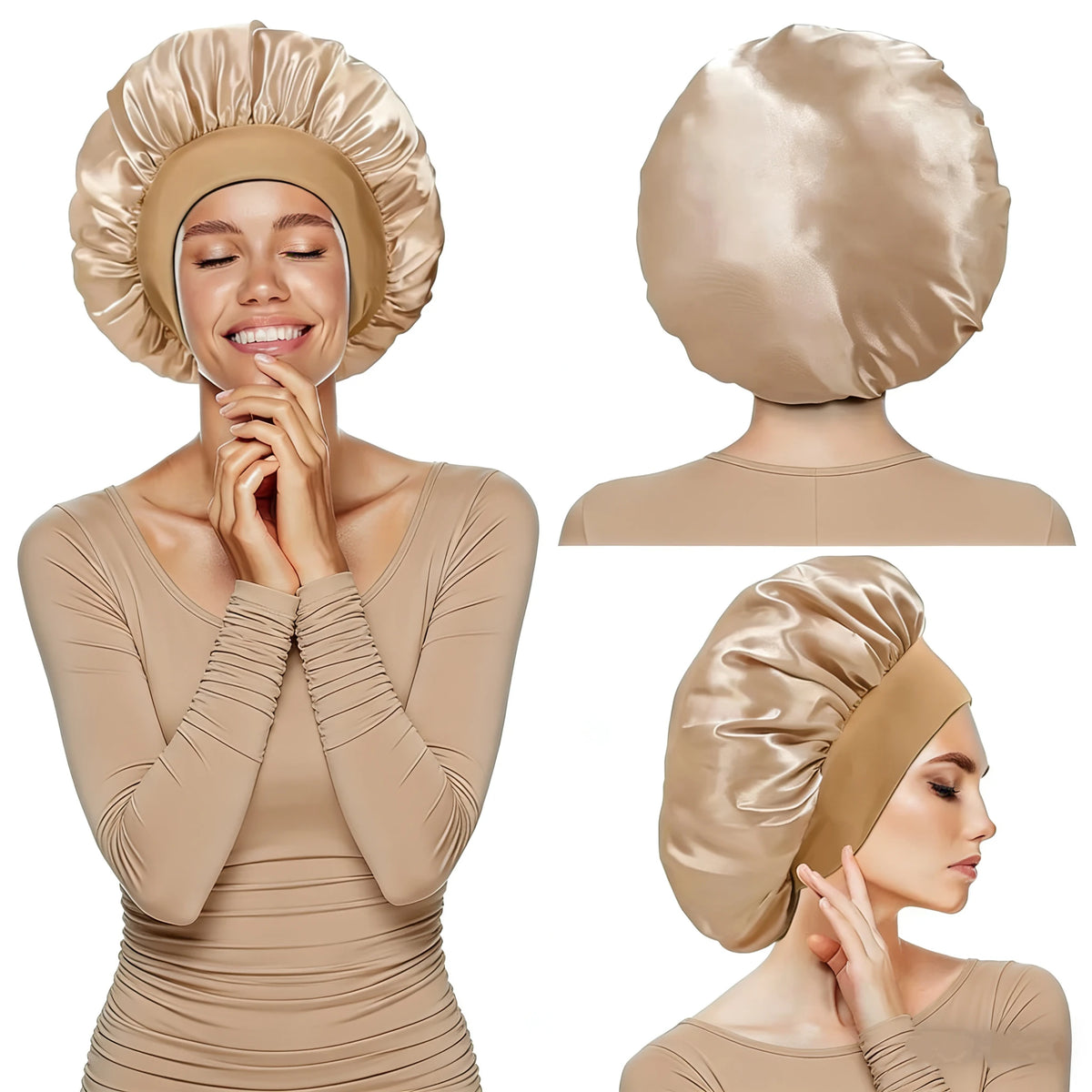 bonnet en satin noir