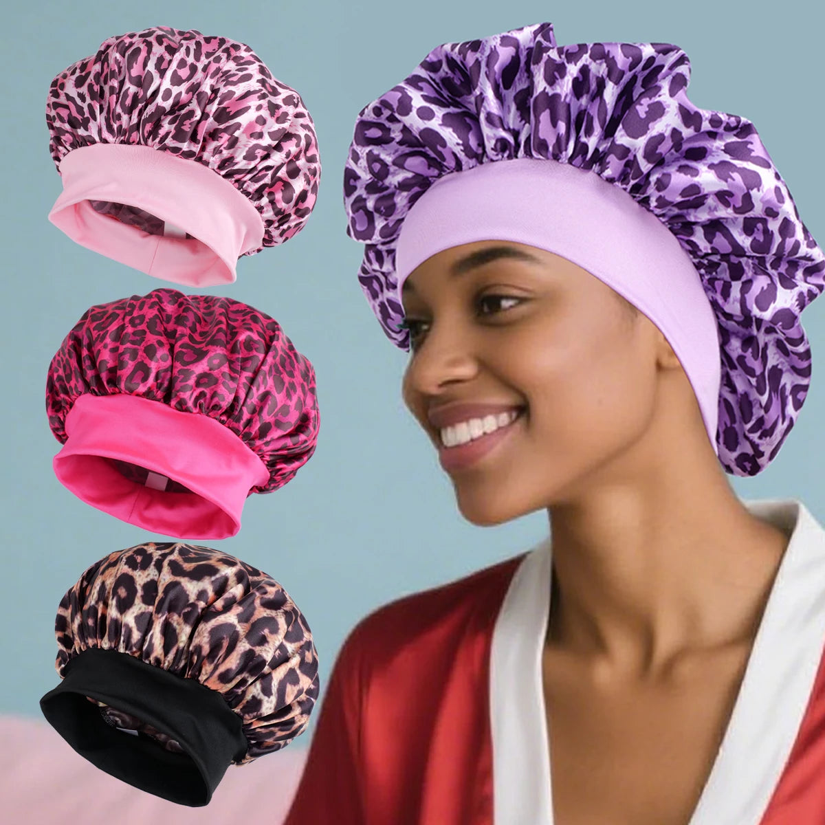 bonnet en satin pour cheveux afro
